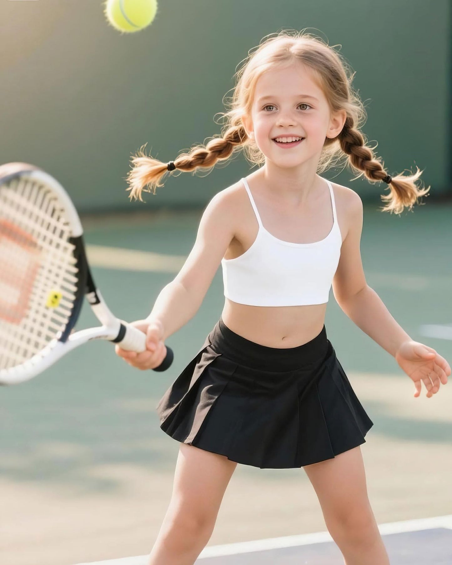 Seamless White Sports Bra for Girls Teens Spaghetti Strap Y-Back Training Bra Comfort Crop Top with Removable Padding