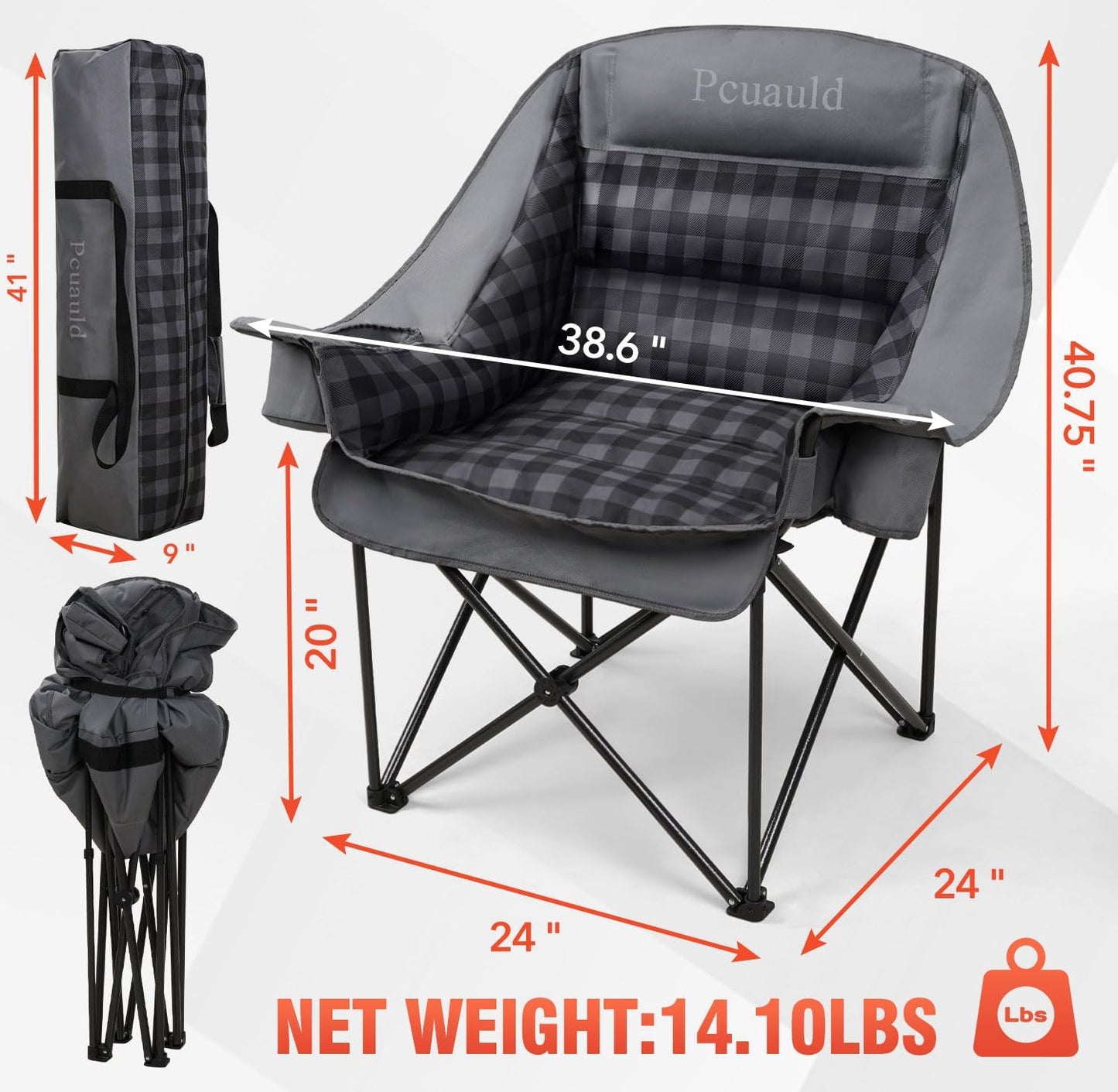 Skiennix Heavy Duty Camping Chairs - 2 Pack XL Padded Folding Chairs with Cup Holder | Supports 500lbs