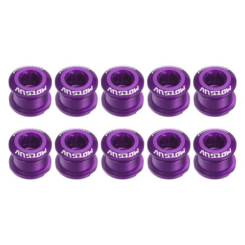HARFINGTON 10pcs Single Chain Ring Bolts M8 Aluminum Alloy Bicycle Crankset Nuts Chainwheel Screw for Road Bike Mountain Bike, Purple