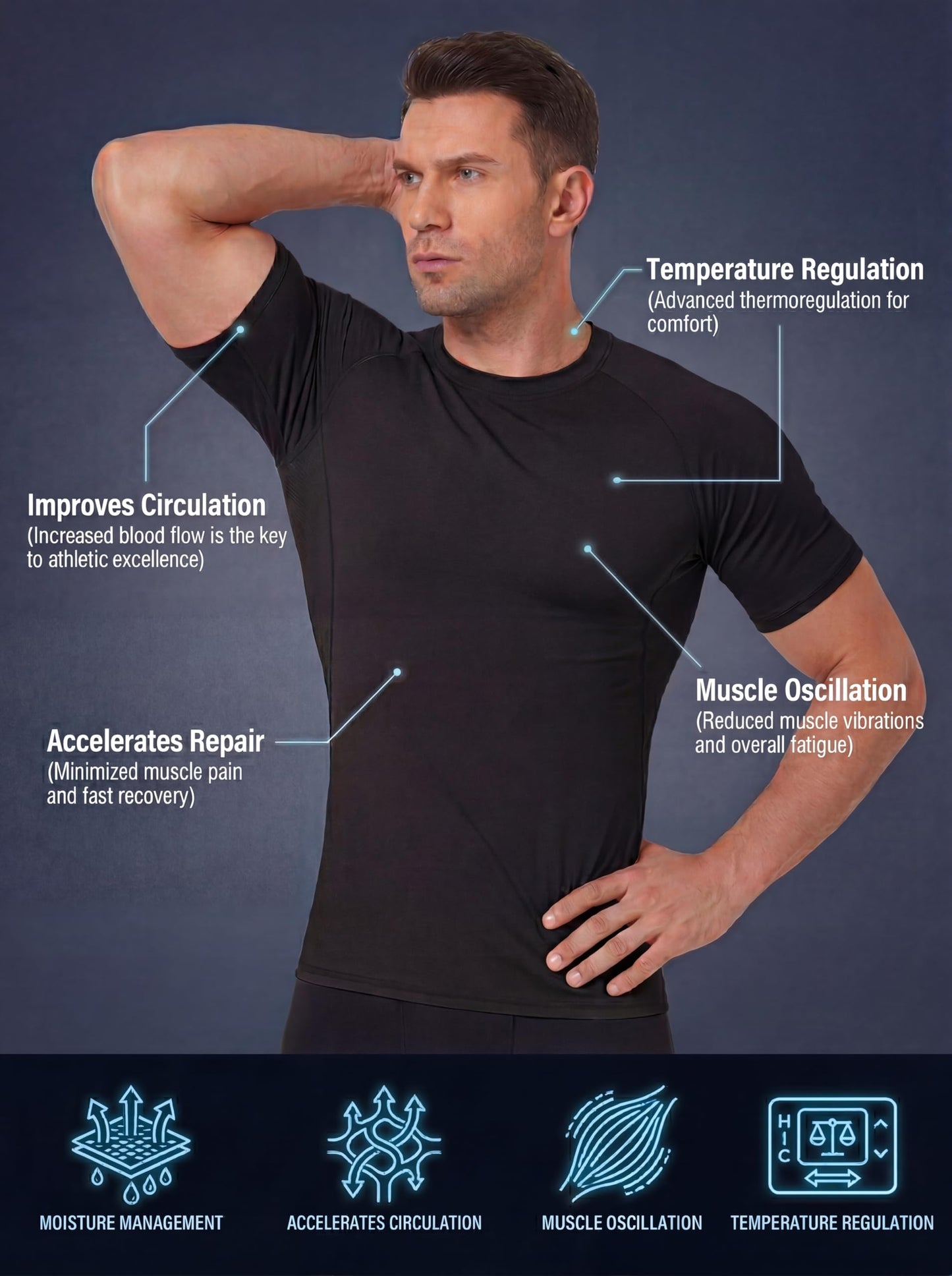 TELALEO 6 Pack Men's Compression Shirt Short Sleeve Athletic Baselayer Sports T Shirts Workout Tops for Men Black White M