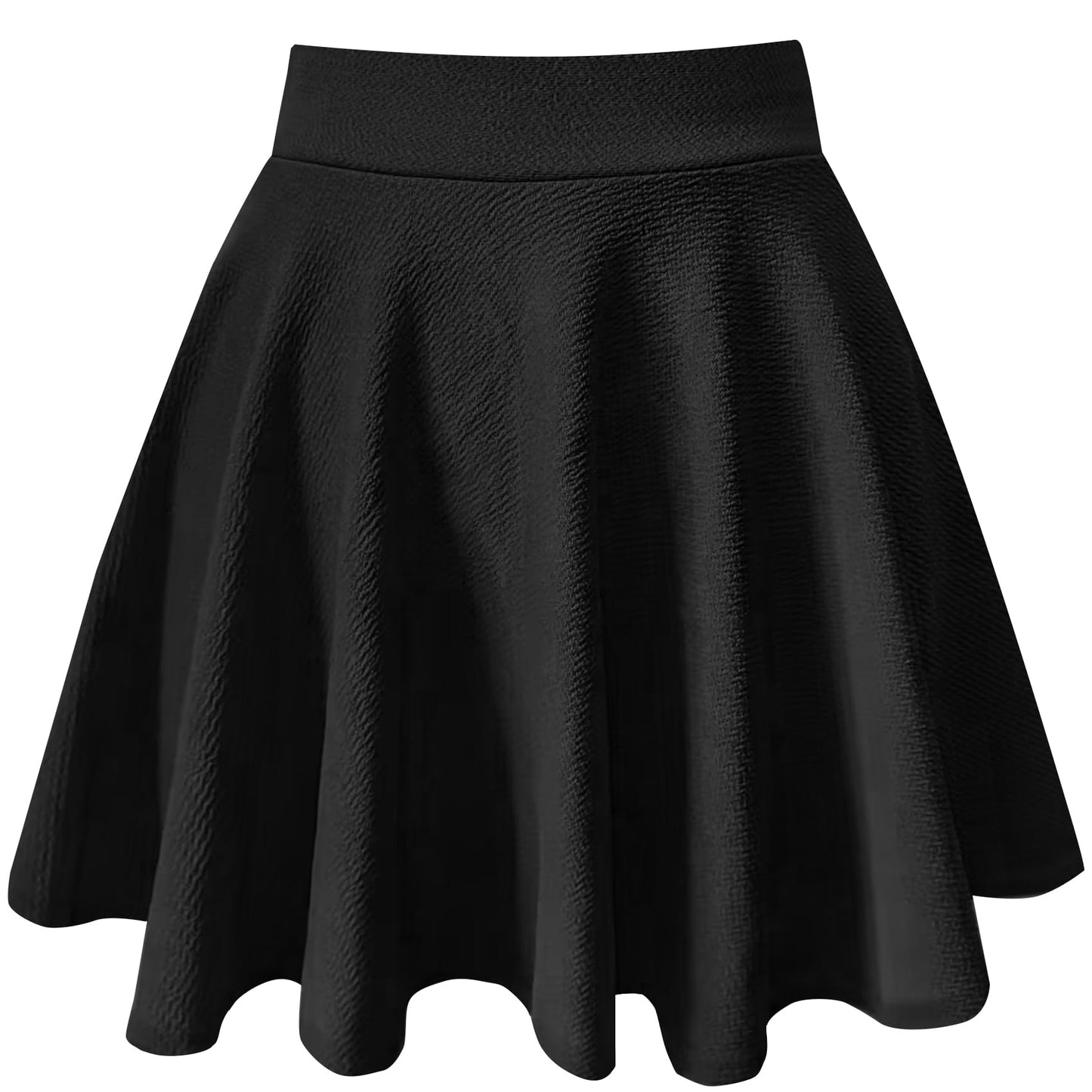 THHGPO Women's Casual Basic Skirts Flared Skater Mini Skorts A Line Elastic Waist Skirt with Built-in Shorts Black XXL
