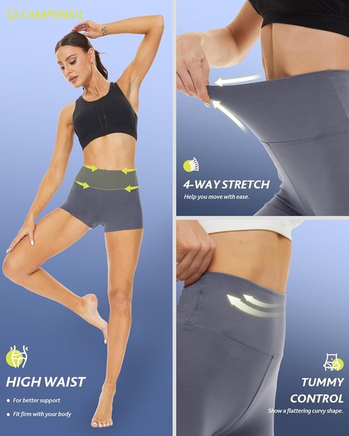 CAMPSNAIL Biker Shorts for Women - High Waisted Tummy Control Spandex | 3"/5"/8" Booty Yoga Dance Shorts
