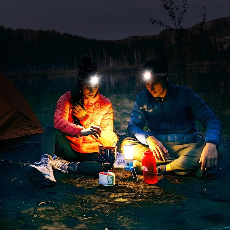 Aigostar Rechargeable Headlamp 6500K 600Lumen Head Light,Waterproof Bright SOS Flashing Long-Lasting Outdoor Pivoting Head Lamp for Camping Hiking Running Fishing Cycling Miner Construction Emergency
