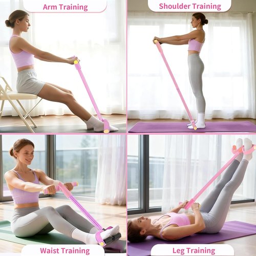 **Pedal Resistance Bands - Upgrade 6-Tube Manual Tension Training | Natural Rubber for Full-Body Workouts**