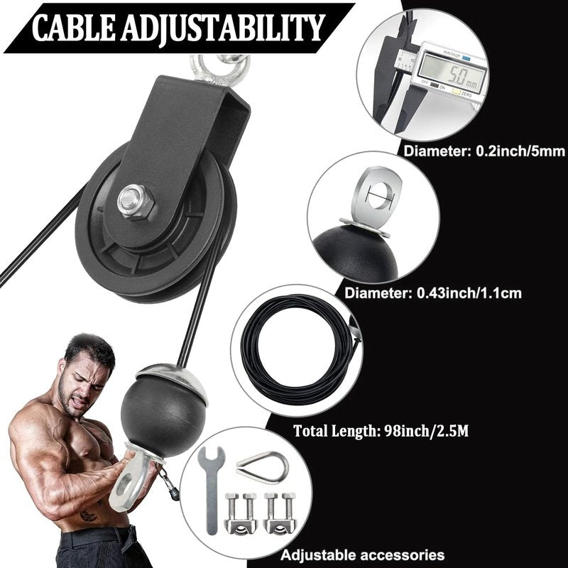 Taeku Fitness Pulley Cable, Heavy-Duty 6mm Steel Wire Rope for Home Gym, Adjustable Replacement Cable for Weightlifting, LAT Pulldown, and Cable Machine Accessories (100in+Tool)