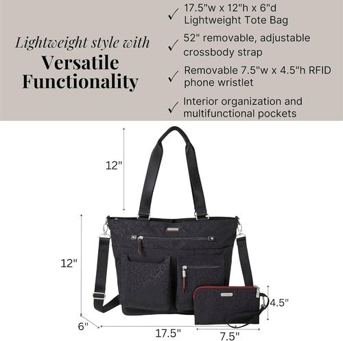 Baggallini Any Day Tote - Stylish Tote Bag with RFID Phone Wristlet | Versatile Everyday Use