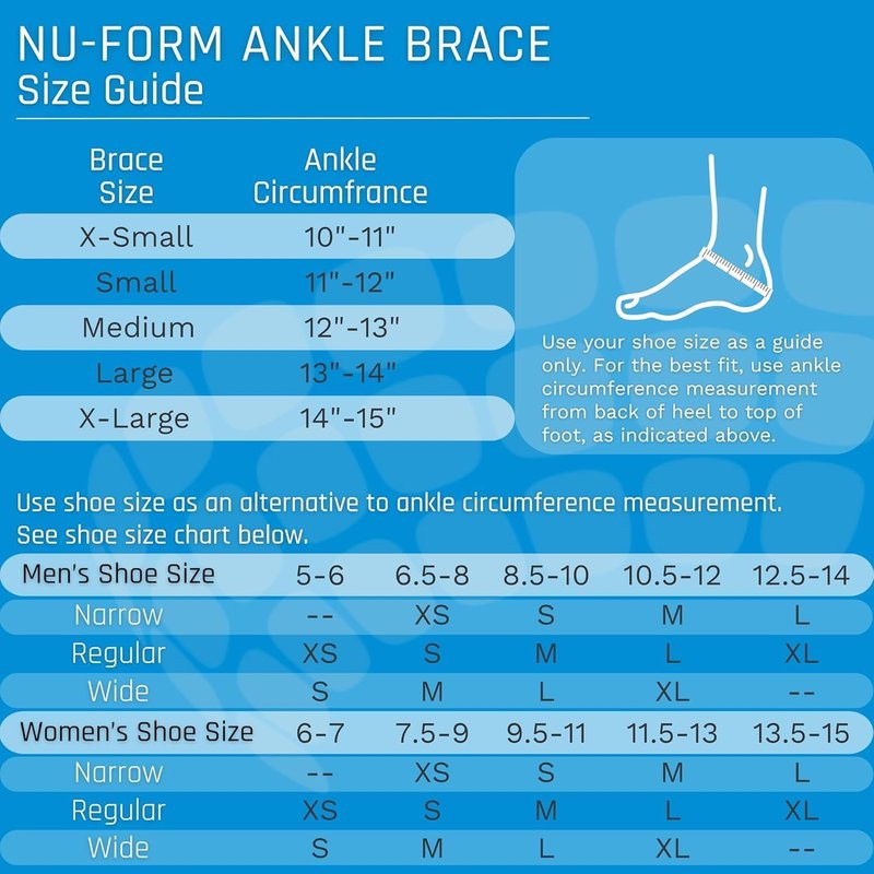 Ovation Medical Nu-Form Ankle Brace - Premium, Low Profile Ankle Stabilizer and Ankle Compression Brace - Breathable Ankle Brace for Sports, Ankle Sprains, Injury Recovery Support, & More (Large)