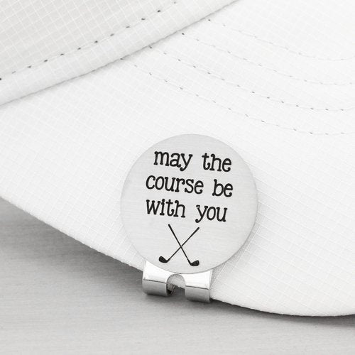 Engraved Golf Ball Marker with Hat Clip Accessories for Men May The Course Be With You Golfer Gift