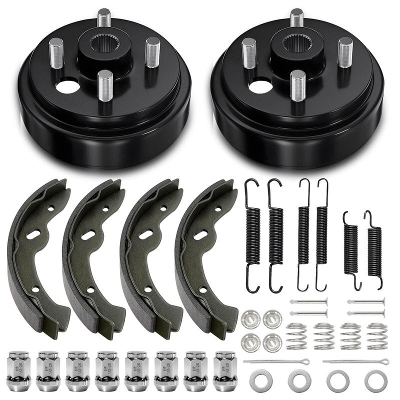 EZGO TXT Brake Hub Drum Maintenance Kit for 1997-2008 EZGO TXT Electric Vehicles, Includes Brake Drums Brake Shoes Spring Kits, OEM# 19186G1 70794G01 70795G01, Not Fit Gas Models