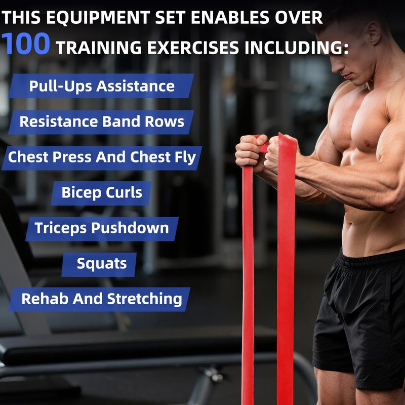 Zhazhashi Resistance Bands for Physical Therapy, 4 Levels (11-220 LBS), 81.9 in Circ, Storage Bag & Box, Natural Rubber for Home Fitness Training, Strength Building & Daily Workouts