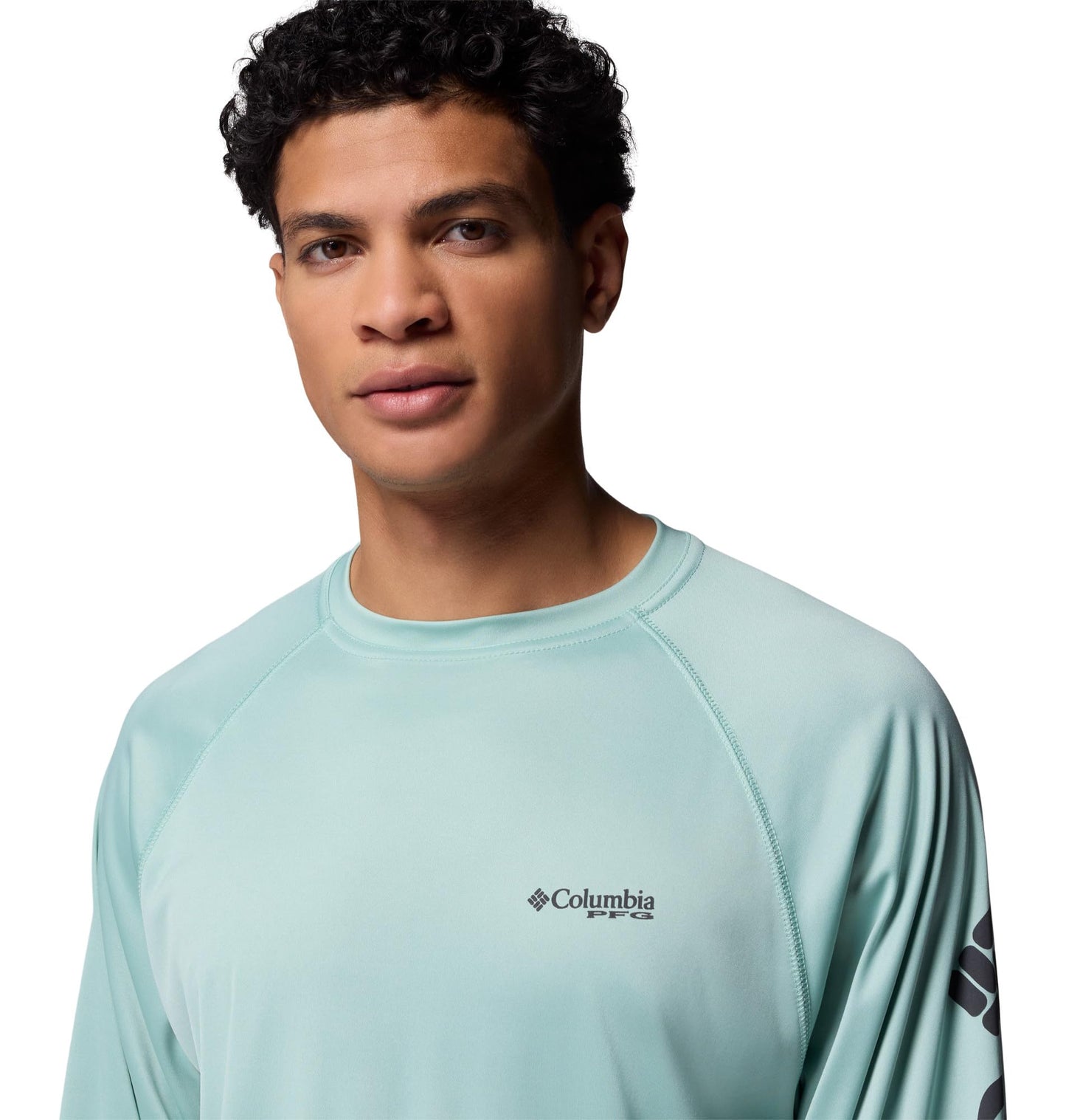 Columbia Men's PFG Terminal Tackle Long Sleeve Fishing Shirt, Misty Jade/Shark Logo, XX-Large