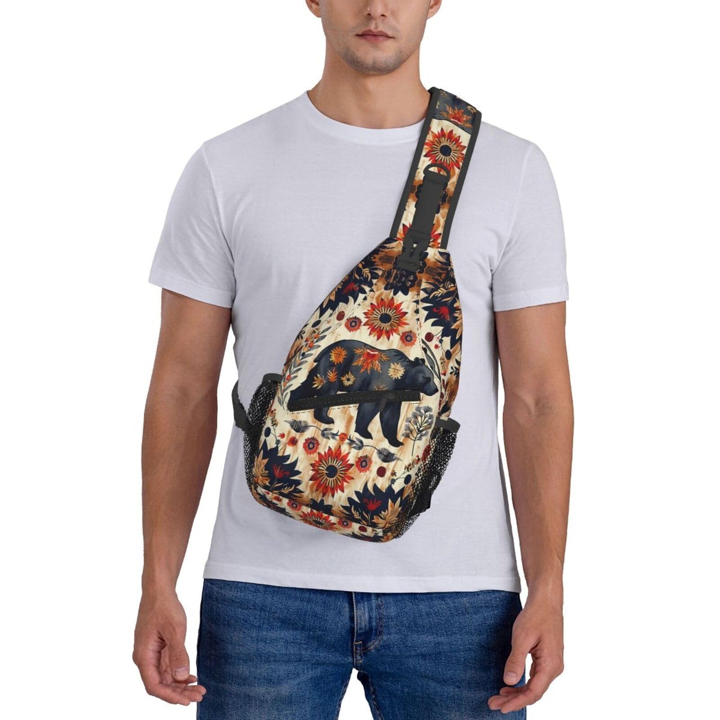 Jockphry Native American Indian Sling Backpack Chest Bag Crossbody Shoulder Bag Gym Cycling Travel Hiking Daypack For Men Women