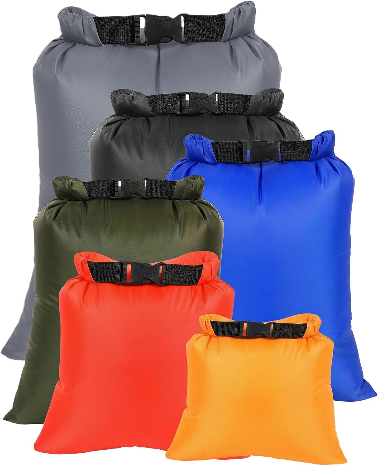 Skiennix Waterproof Dry Bags Set - 6-Pack Ultralight Stuff Sacks for Hiking, Camping & Travel