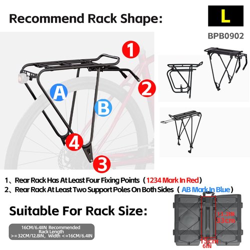 abamita Bike Pannier Bag Premium Waterproof Rhinowalk Double Pannier Bags Saddle Bags for Rear Rack Bicycles With Carrying Handle With Reflective Trim Cycling Accessories-Black(40L)
