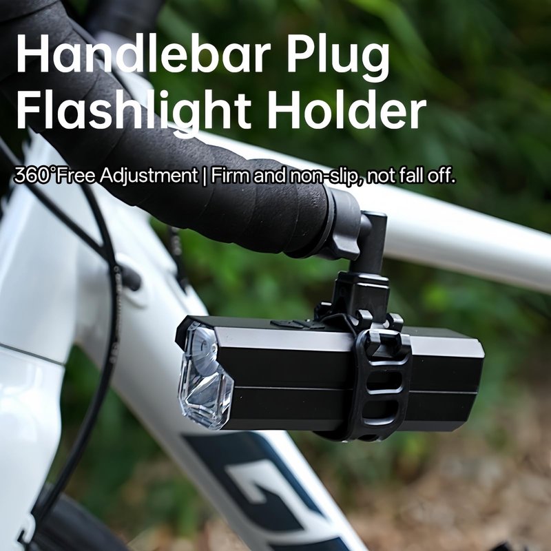SUKOUSRAM 360° Adjustable Handlebar Flashlight Mount, Universal Bike Light Holder for Mountain and Road Bikes, Black