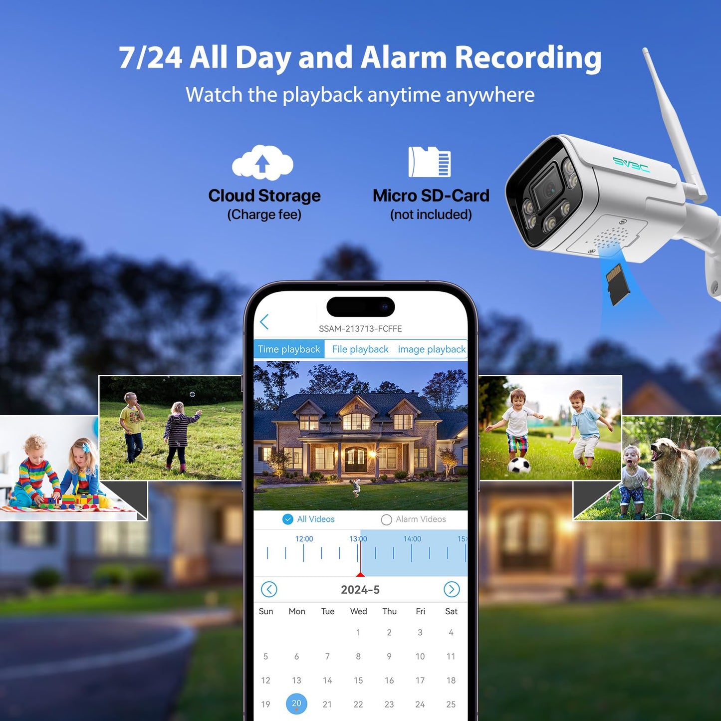 SV3C 4K WiFi IP Camera Outdoor, 8MP Wired Bullet Security Cameras with Floodlight Color Night Vision, ONVIF, RTSP, Humanoid Vehicle Pet Detection, P2P Remote View, 2-way Audio, SD Card & Cloud Storage