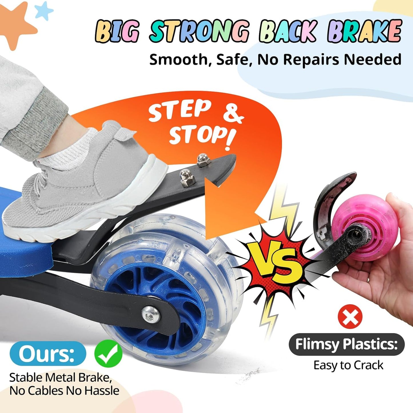 Skiennix Kick Scooter for Kids | Light-Up Three-Wheel Design, Adjustable Height, Foldable, Ages 3-7, Up to 120 Lbs