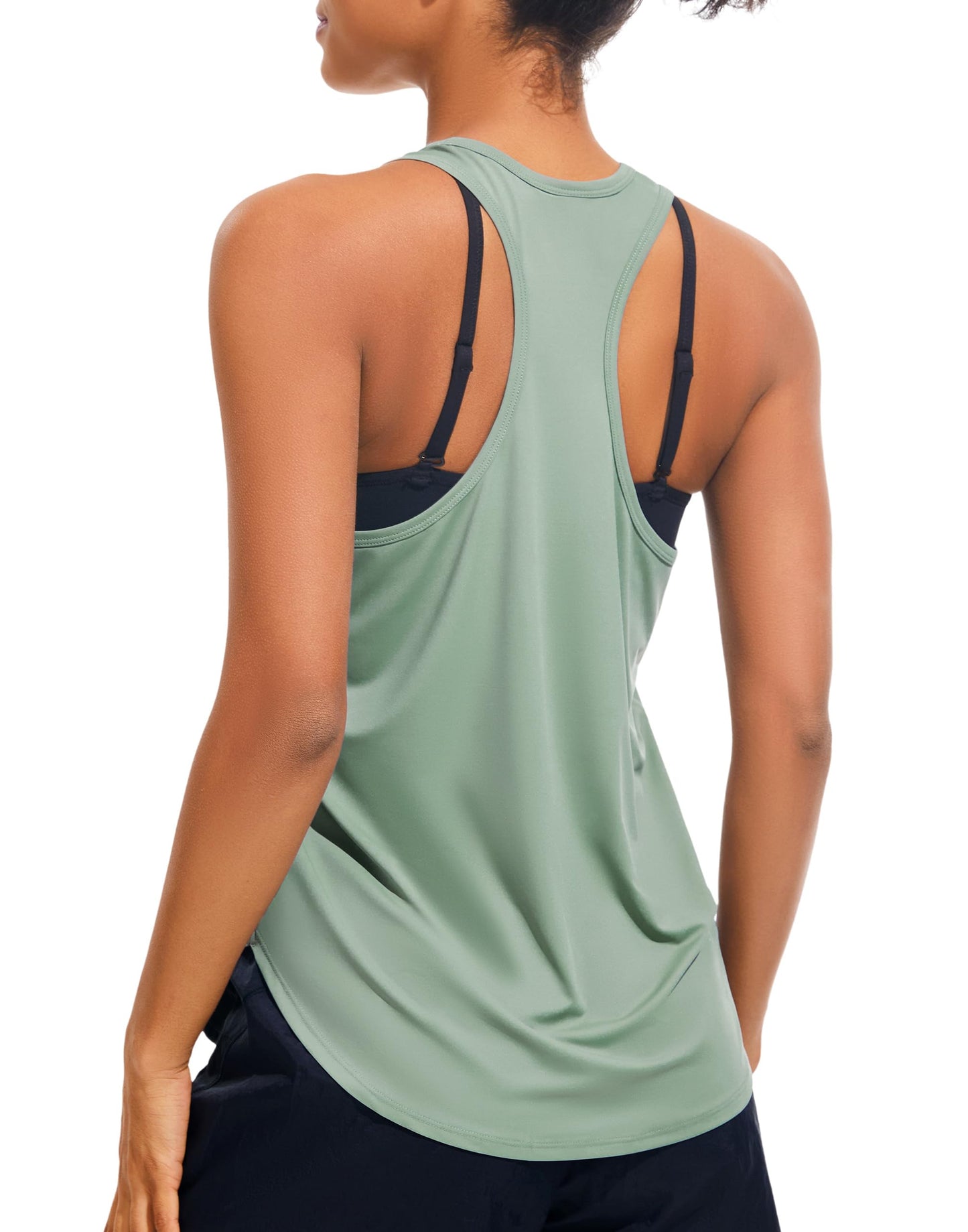 JOYSPELS Workout Tank Tops for Women, Ice Silk Quick Dry Athletic Running Shirts, Loose Fit Racerback Gym Tops