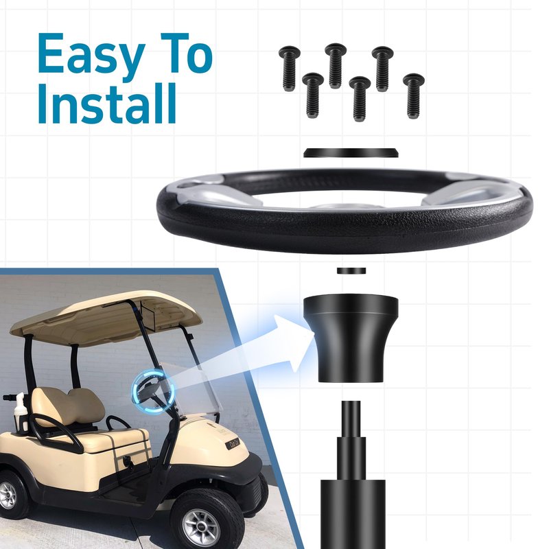 MIXOPOLY Golf Cart Steering Wheel Hub Adapter fits Club Car Precedent Model, Black and Anti-rust