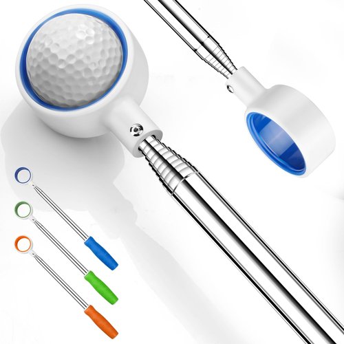 prowithlin Golf Ball Retriever Telescopic, Non-Rust Golfing Tool with a Rubber Loop to Pick up Balls in Water, Great Accessory and Gift for Men's Golfers (Blue, 12ft)