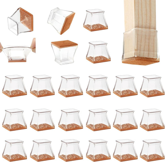 CHUNZEXI 16 Pack Square Chair Leg Floor Protectors for Hardwood Floors, Silicone Felt Covers Pads Caps, Protect Wood Furniture Feet Floors Noise Reduce and Scratch (Square Small & Clear)