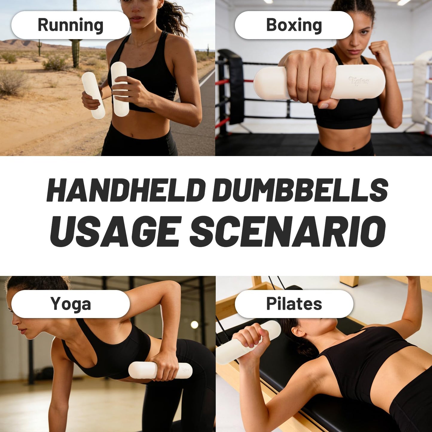 Egles Dumbbell Weight Bars for Women & Men, Set of 2 (3.3 LB | 6.6 LB Pair) -Hand Weights for Walking, Strength Training, Yoga, Pilates, Non-Slip Weights, Portable Strength Training, beige