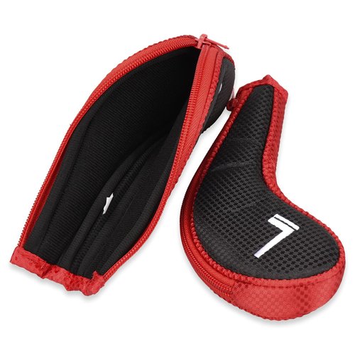 Craftsman Golf 11pcs/Set Meshy Golf Club Iron Head Covers Headcover with No. on Both Sides Suitable for Right and Left Handed Golfer Zipper Closure (Black & Red)