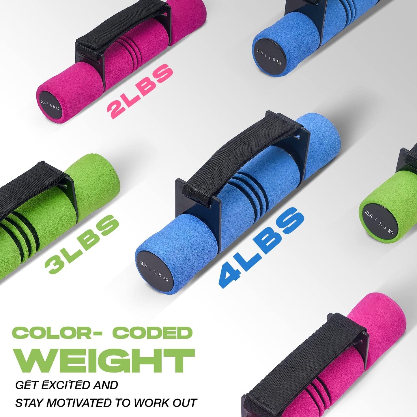 Yes4All Adjustable Dumbbell Set - Perfect for Women's Walking & Travel Exercise | 2lbs, 3lbs, 4lbs Options