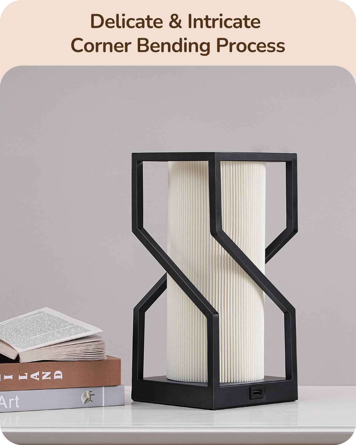 EDISHINE Modern Table Lamp, Bedside Lamp with Pleated TC Lampshade, USB-A Port, Overall Touch Control, Nightstand Lamp for Bedroom, Living Room, 9W 2700K 3-Stage Dimmable Bulb Included