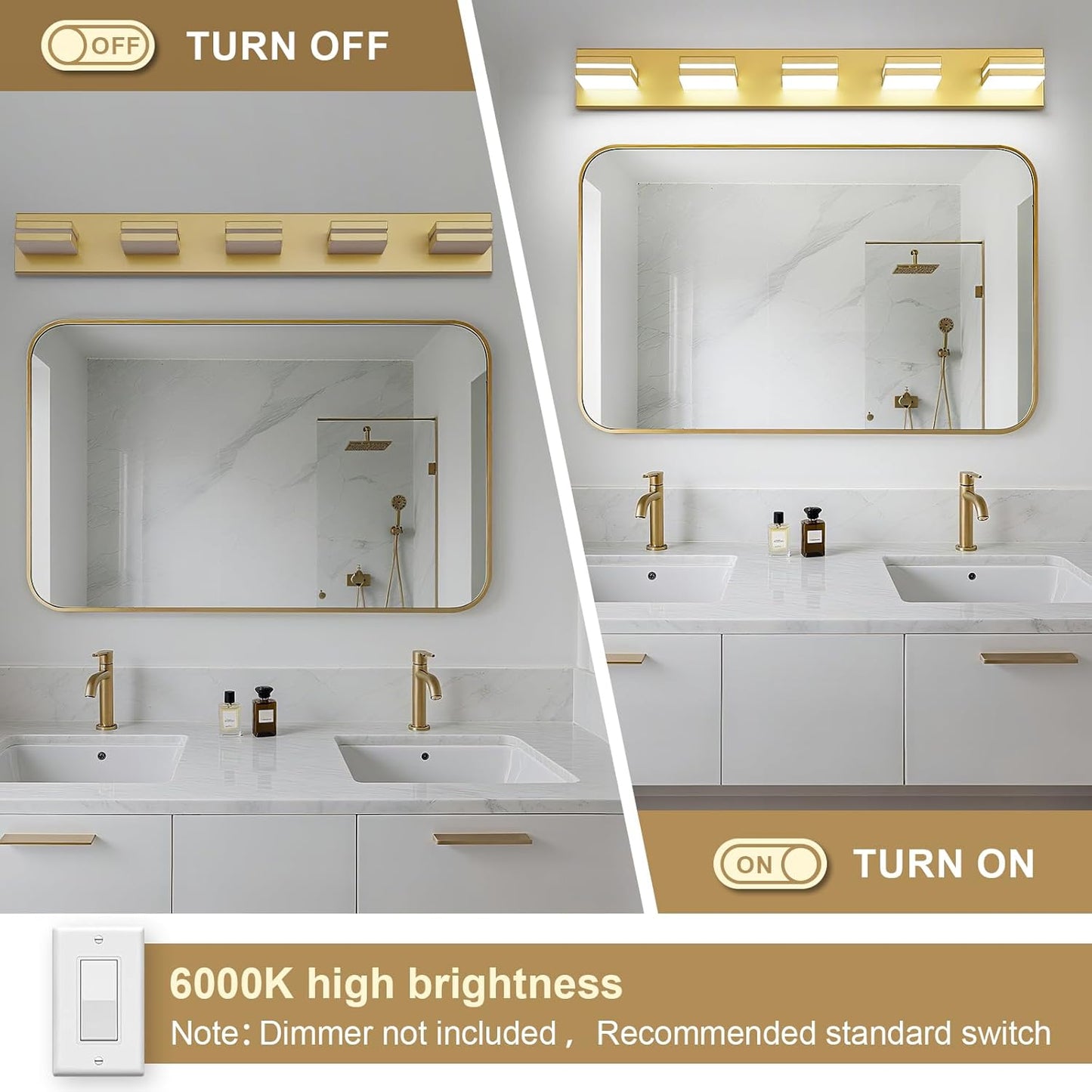 3-Light Modern LED Bathroom Vanity Light Fixture - Black Metal & Acrylic, 16-inch Over Mirror Lighting