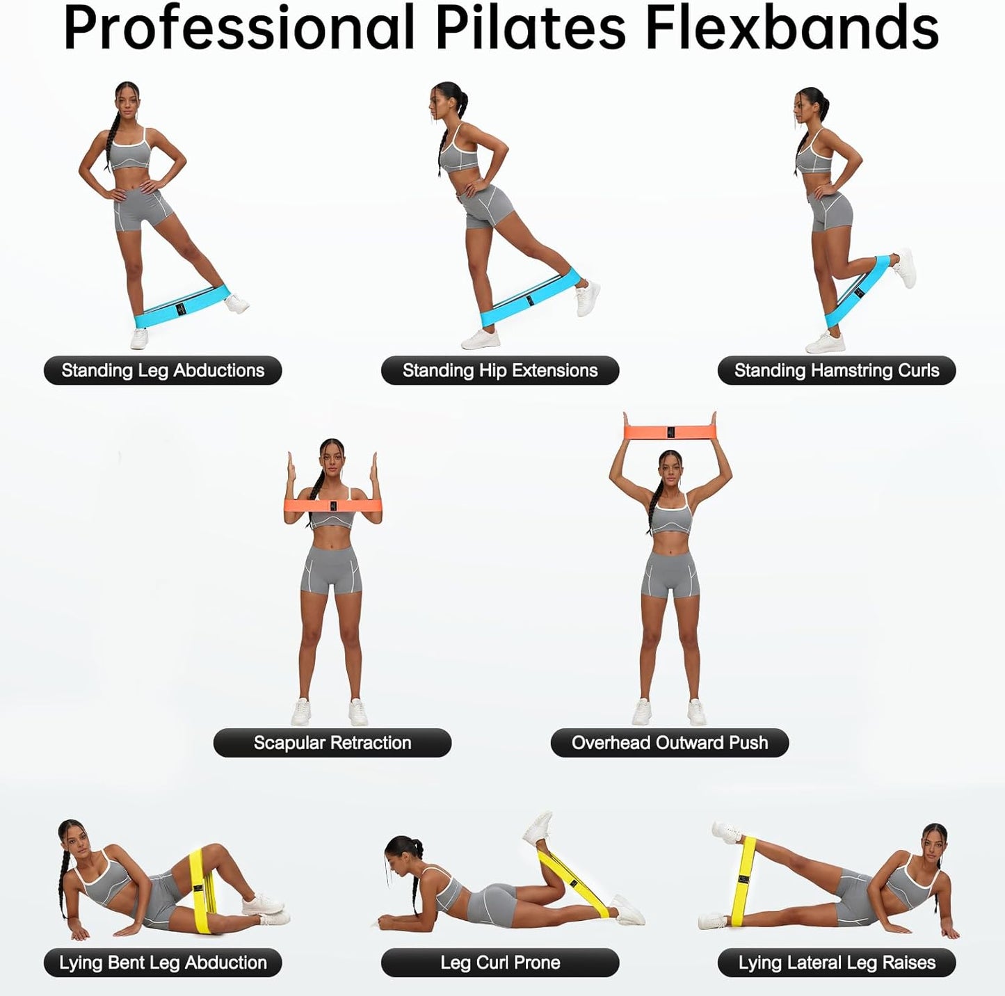 Renoj Resistance Bands - 3-Piece Professional Exercise Set for Pilates, Yoga, Home Gym | Heavy, Medium, Light Fabric Loops for All Fitness Levels