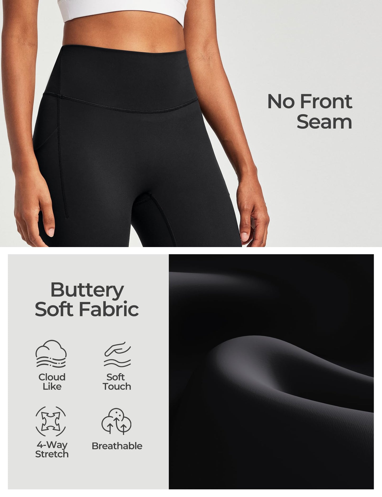 Heathyoga Buttery Soft Capri Leggings with Pockets for Women Tummy Control Capri Pants High Waisted Yoga Pants Women Black