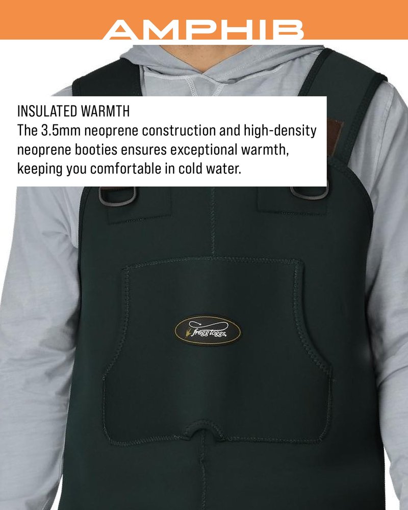 FROGG TOGGS Men's Amphib Stockingfoot Neoprene Waterproof Fishing Chest Wader for Fishing, Forest Green, Large