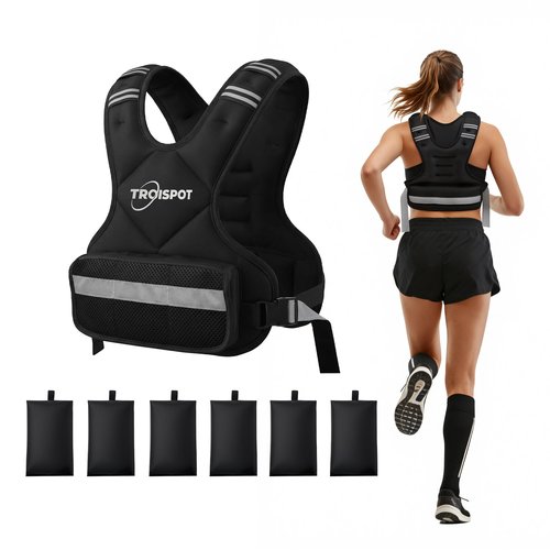 Troispot Weighted Vest, 11-20LB Weight Vest with Reflective Stripe, Body Weight Vest with Back Mesh Pocket for For Women & Men, Home Gym & Outdoor Strength Training