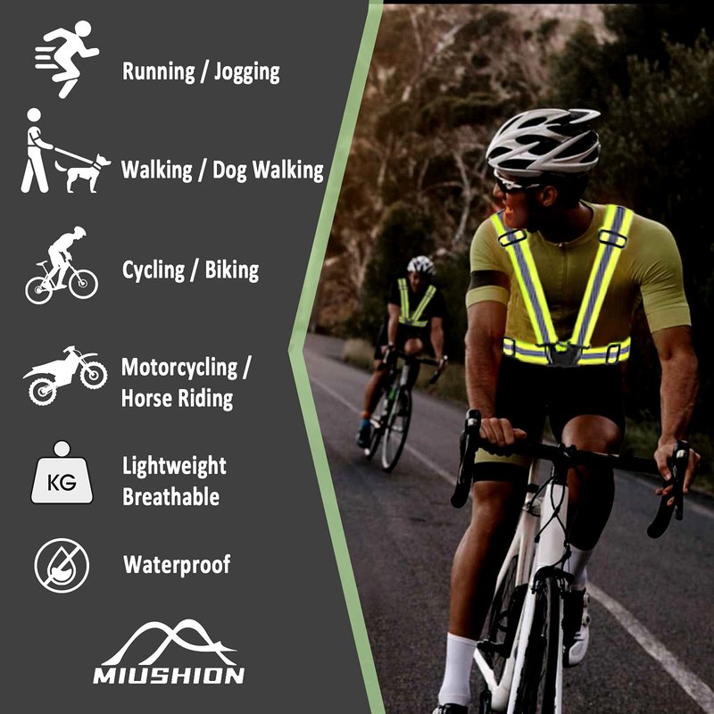 Miushion Reflective Vest | Safety & High Visibility for Running, Jogging, Dog Walking, Cycling | Adjustable & Elastic Reflector Fits Outdoor Clothing (Pack of 20)
