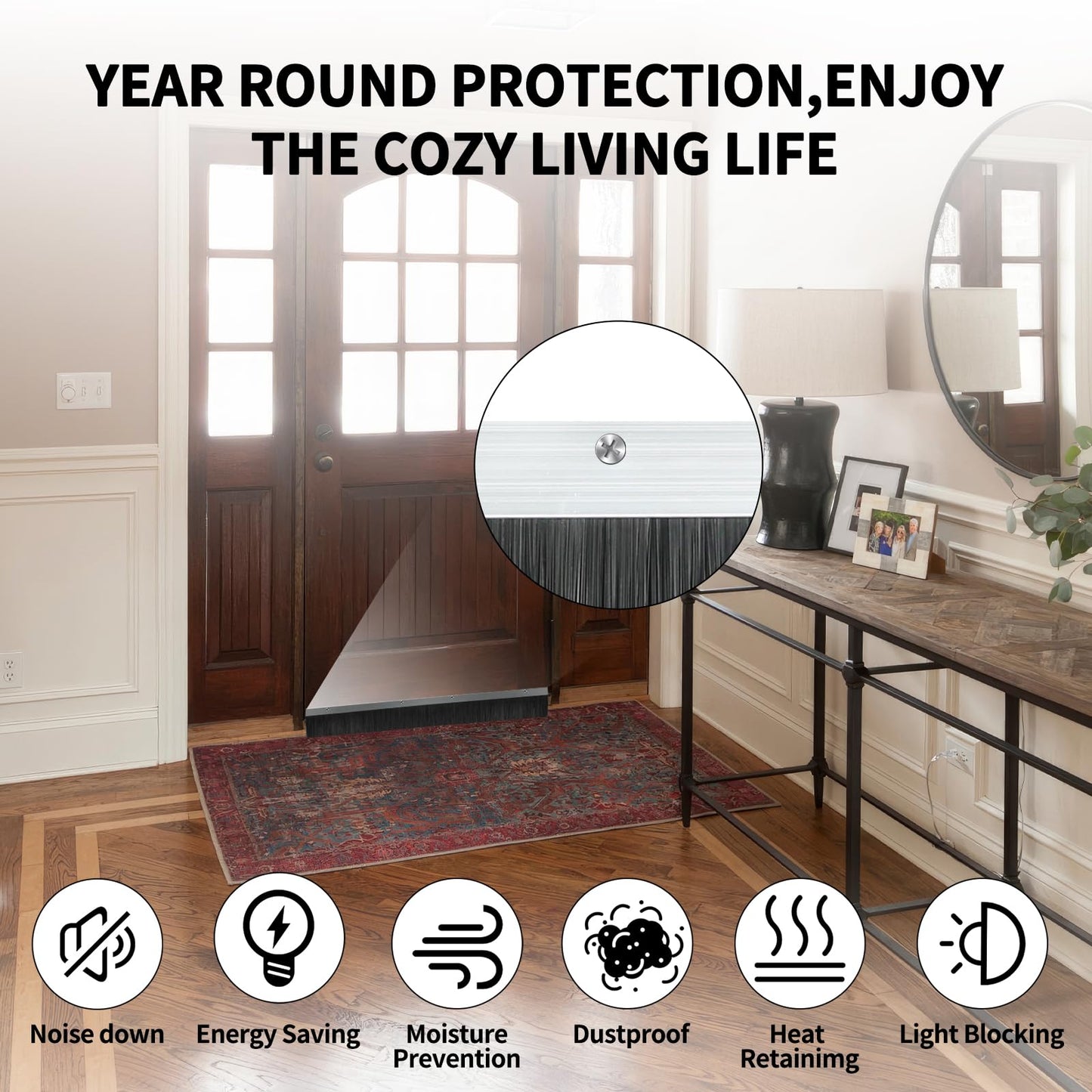 Retsun 8 Sets x 39.37 Inche Net Hair 3 Inches Wide Door Brush Sweeps Seal Garage Roll Up Door Brush Durable Easy Mounting (3 Inches Hair, 8 Sets)