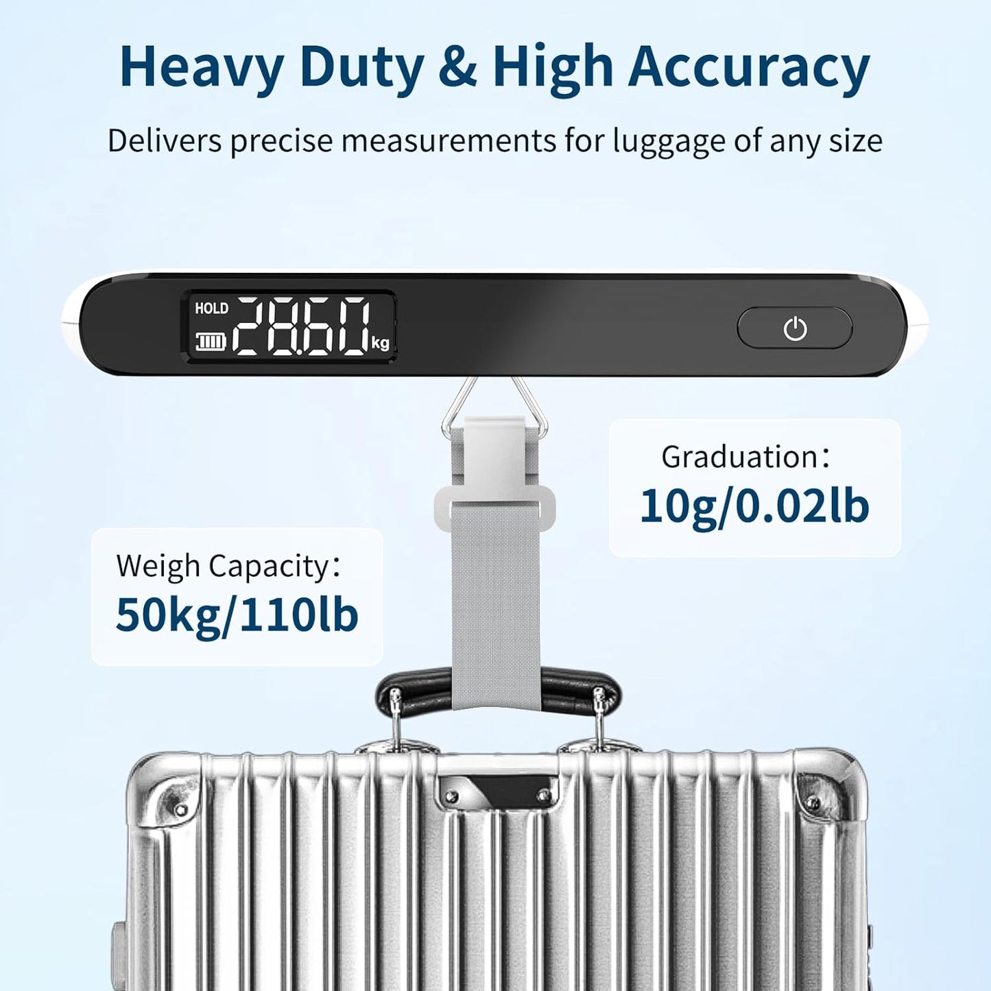Ultrean Digital Luggage Scale - 110lb Portable Suitcase Weight Scale with Rubber Paint & Hook