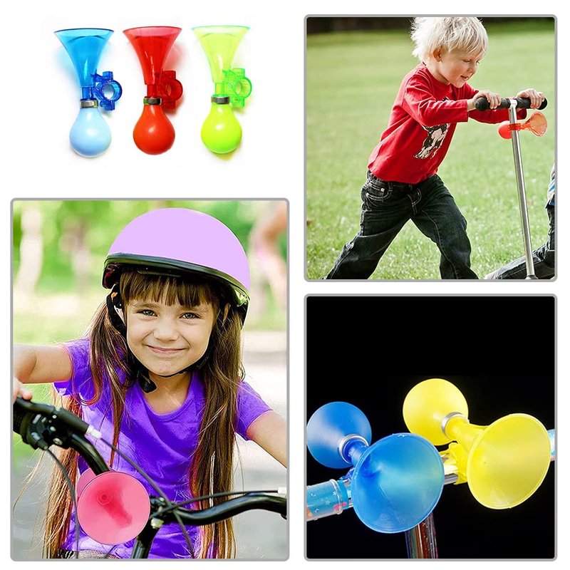 3 Pcs Bike Horn Kids Air Horn Clown Horn Hand Held Plastic Scooter Bicycle Bell for Cart Kids Boys Girls
