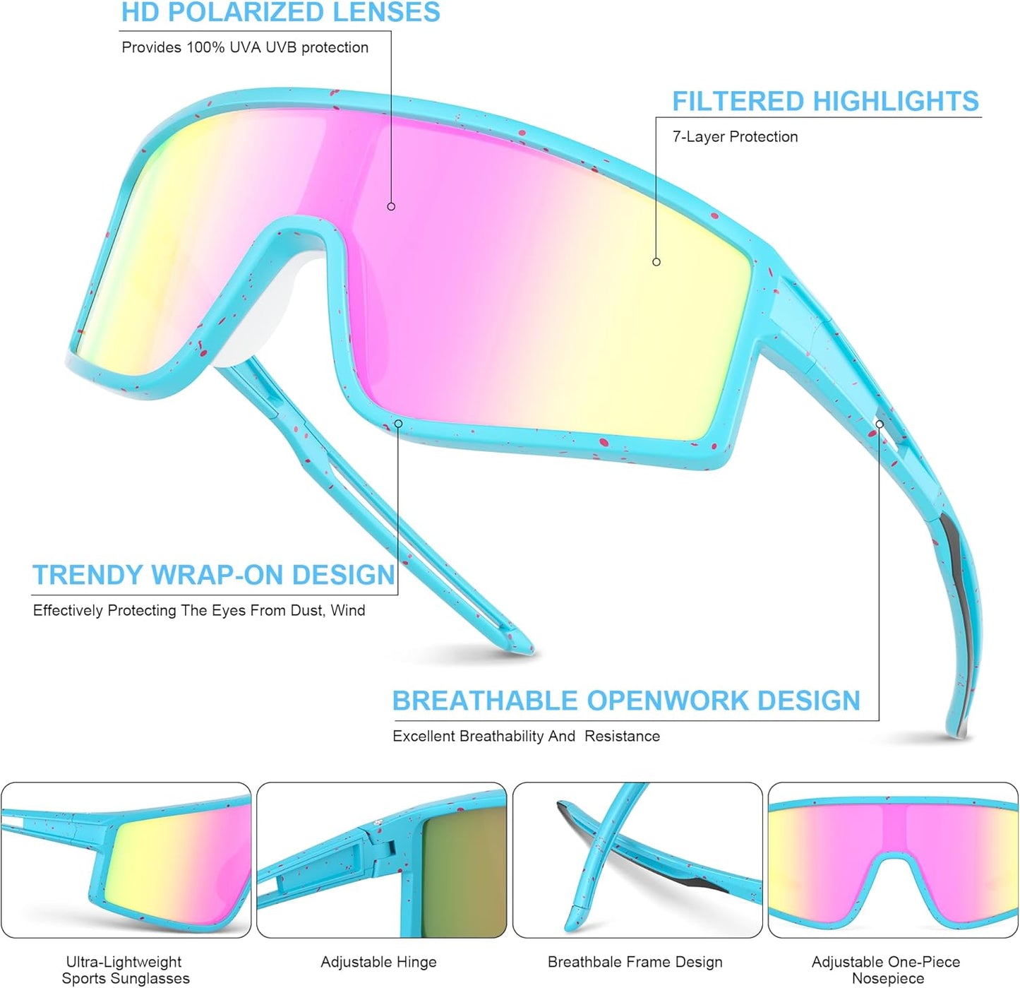 Skiennix Kids Sunglasses - Polarized UV Protection for Boys & Girls | 3-Pack Sports Glasses