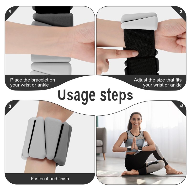 Wrist and Ankle Weights for Women, Set of 2 Adjustable Ankle Weights Wearable Arm and Leg Wrist Weights for Walking Yoga Pilates Running Dance Gym 1Lb Each (Gradient Black)