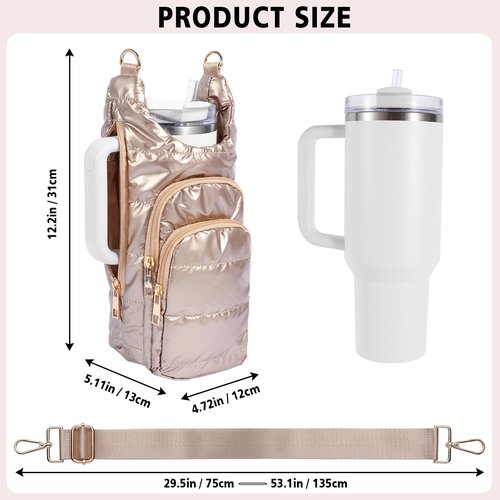 KYTACCU Water Bottle Holder with Strap，Water Bottle Carrier Bag for Stanley 40 oz/30 oz Tumbler with Handle,Water Bottle Crossbody Bag Sling Purse for Walking Hiking