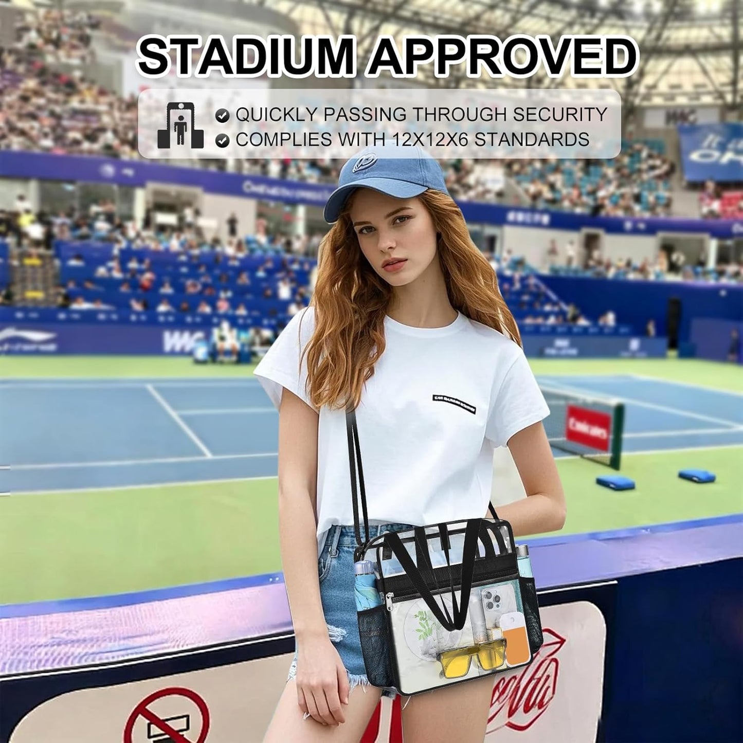 Skiennix Clear Stadium Bag - 12x6x12 Transparent Tote for Concerts, Sports & Festivals