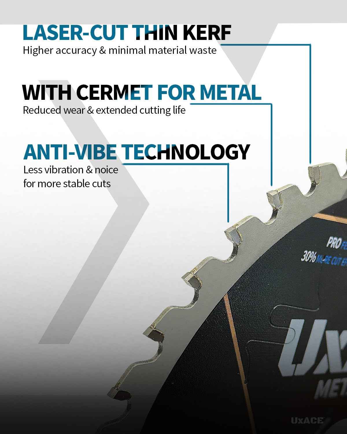 UXACE 6-1/2-Inch 48-Tooth Circular Saw Blade, 5/8-Inch Arbor, Ferrous Metal, Steel Cutting Blade, Carbide Tip, Thin Kerf, for Channel, EMT Conduit, Angle Iron, Threaded Rod, Flat Bar