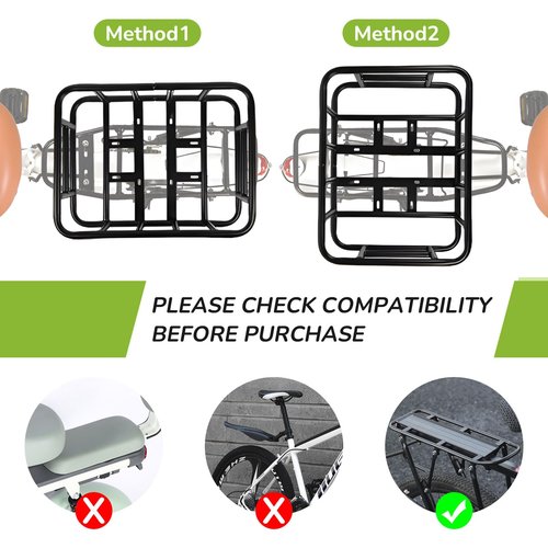 COSTYLE Bike Basket Rear, Bicycle Basket with Cargo Net, Removable Liner, Waterproof Cover, 17" x 13" x 6" Bike Rear Basket Heavy Duty for Icnic, Pet, Grocery, Suitable for Most Bikes and E-Bike