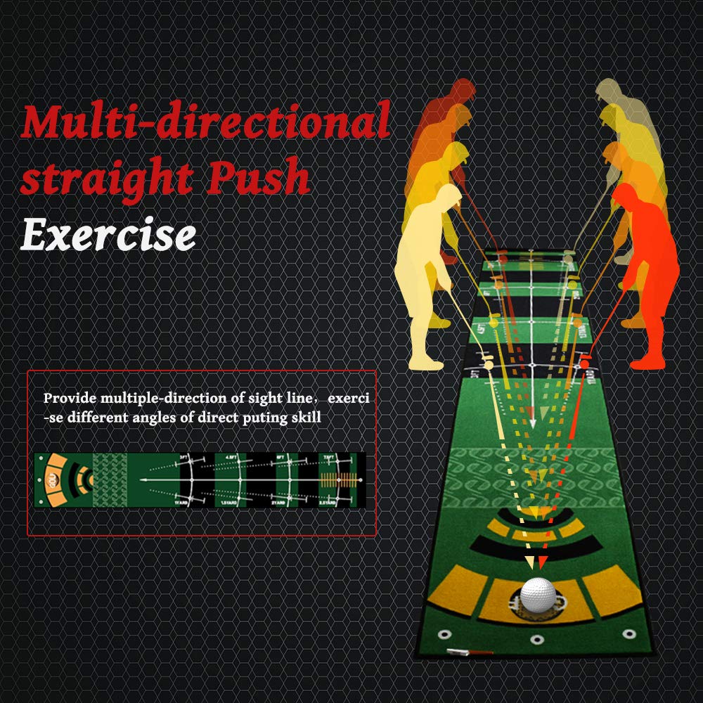 Symbiontia Golf Putting Green Mat 10 ft X 20 in Training Aid Mat, Multi Distance Mark Practice Putting mats,Anti-Slip Backing Golf Putting mat for Indoor/Outdoor Hitting Mat for Golf Enthusiast