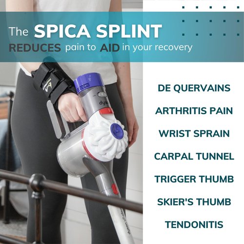 BraceAbility Wrist and Thumb Spica Splint - De Quervain's Tenosynovitis Long Forearm Cast Stabilizer for Tendonitis, Sprains, Thumb Brace for Arthritis Pain and Support - (S Right Hand)