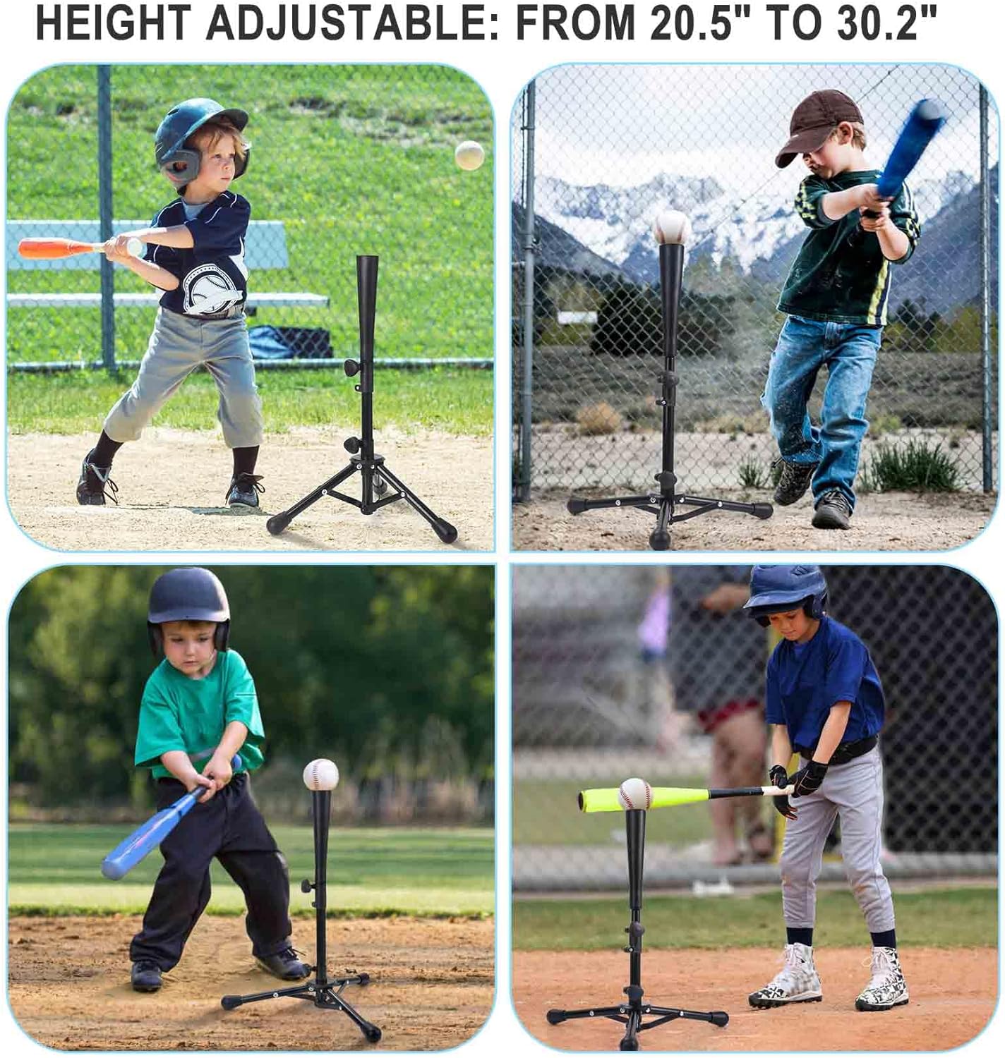 Skiennix Youth Baseball Tee - Adjustable Batting & Softball Stand | Height 20.5-30.2 Inches