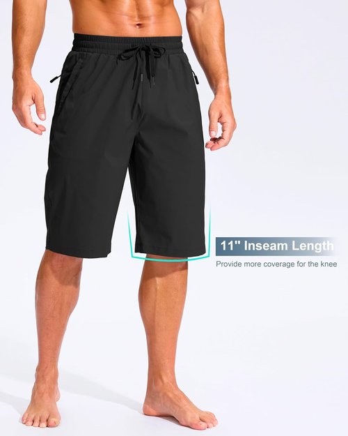 G Gradual Men's Board Shorts - Quick Dry Swim Trunks with 3 Zipper Pockets | 11" Length, Versatile Beachwear