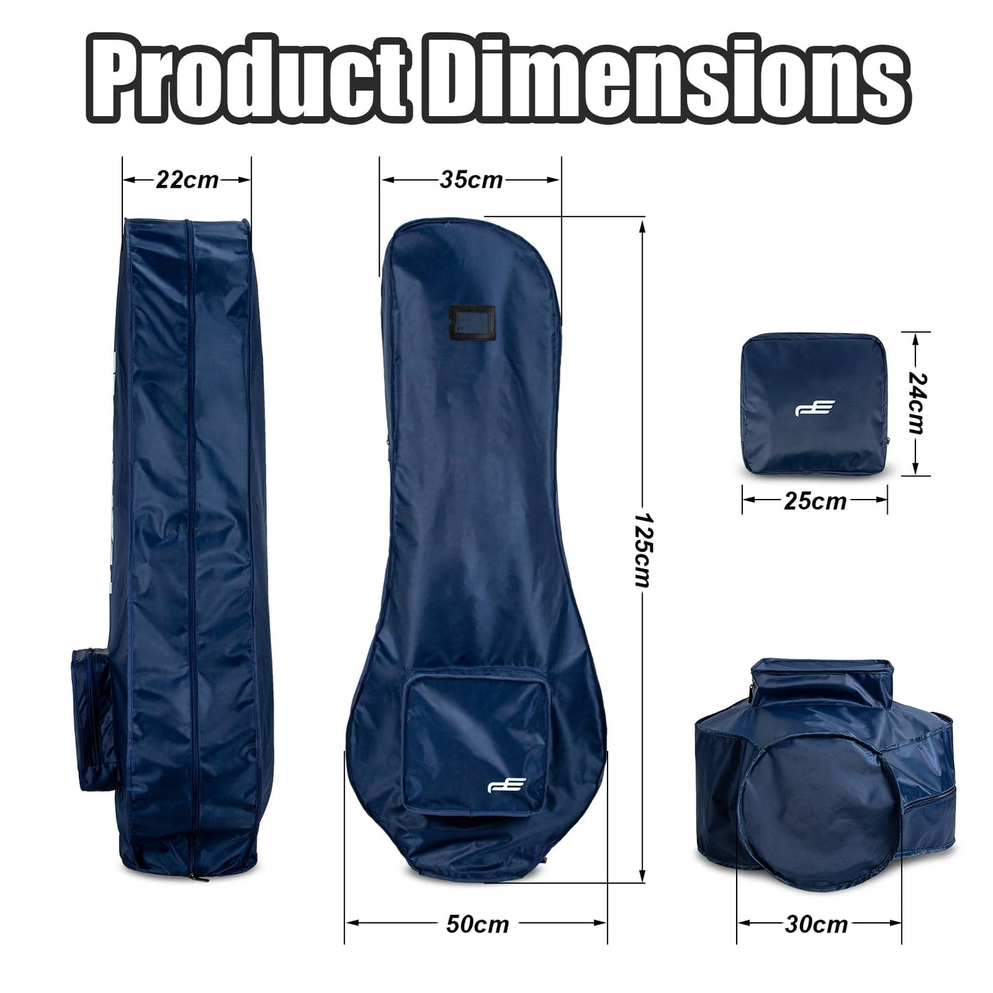 PLAYEAGLE Golf Bag Rain Cover, 300D PVC Waterproof Cover for Golf Club Bag, Durabale, Lightweight and Easy to Maneuver (Navy)