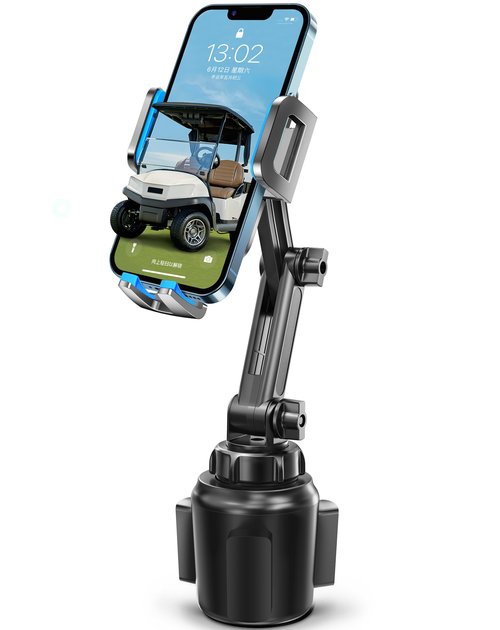 TOPGO Golf Car Phone Holder, [No Shaking & Stable & Adjustable Pole] Universal Cup Phone Mount for EZGO/Club Car/Yamaha - Blue